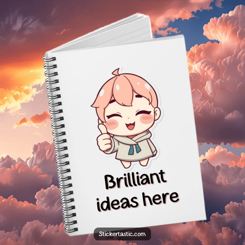 Funny Notebook: Character winking and giving a thumbs up with a sticker, inspiring confidence. Great funny gift.