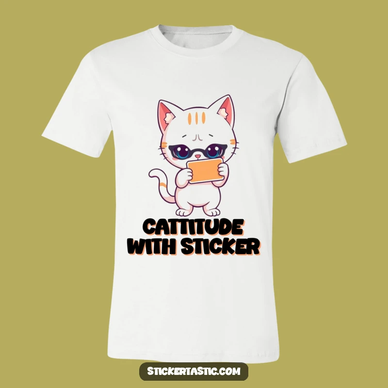Funny Cat Sticker T-Shirt: Cool Cat Pose Tee, The Ultimate Funny Gift for Cat People