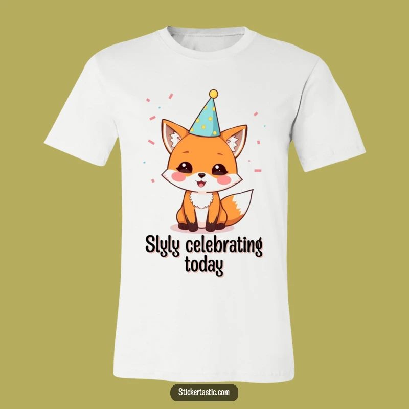 Funny Fox Party T-Shirt: Delighted Character, Festive Fun, Gift