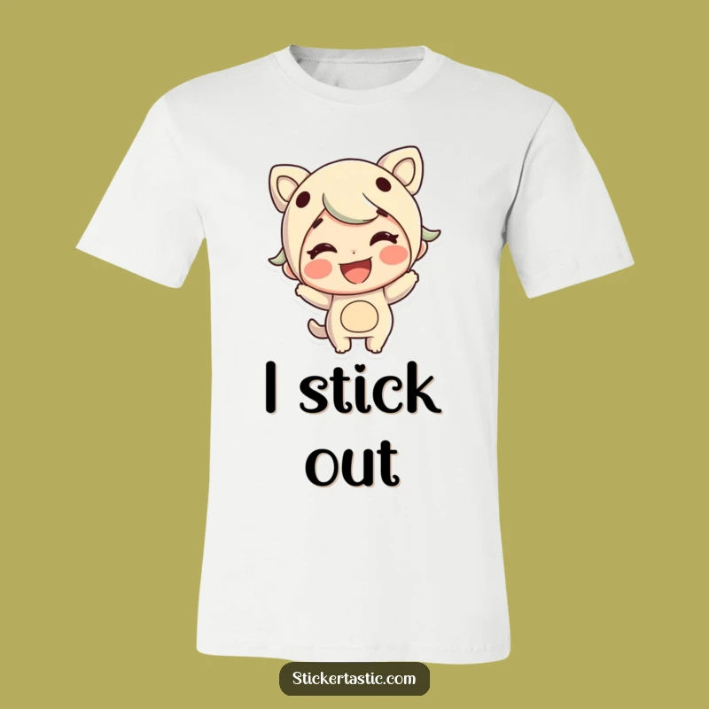 Funny Sticker Character T-Shirt: Grinning Go-Getter Tee, Awesome Gift