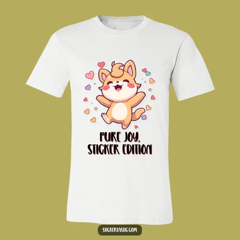 Funny Bouncing Sticker Creature Tee: Wear Your Delight with Cute Style