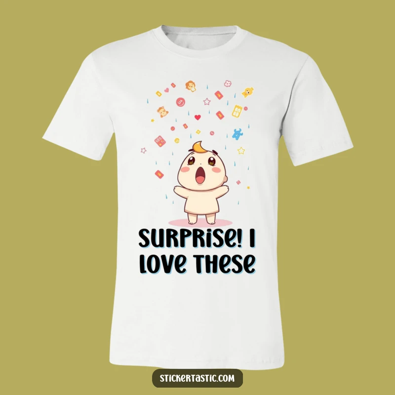 Funny Sticker Shower T-Shirt: Hilarious Surprise Graphic Tee, Perfect Funny Gift