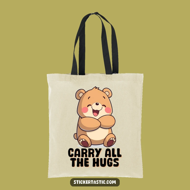 Funny Bear Hug Tote Bag: Cheerful Character, Big Hugs, Practical Gift