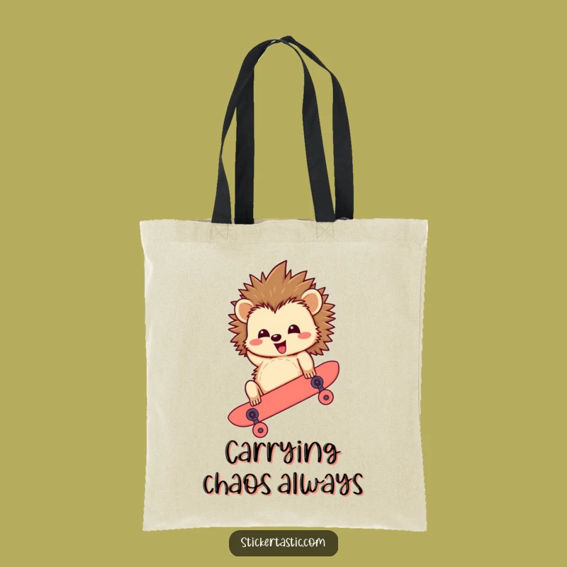 Funny Hedgehog Skateboard Tote Bag: Carry Your Extremes
