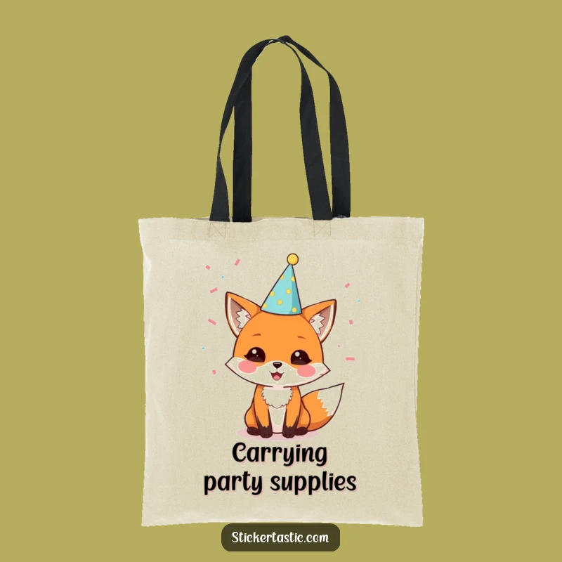Funny Fox Party Tote Bag: Delighted Character, Celebration Accessory Gift