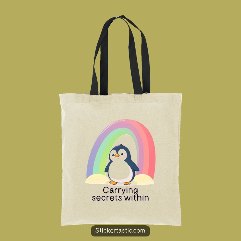 Funny Penguin Rainbow Tote Bag: Carry Your Curiosity