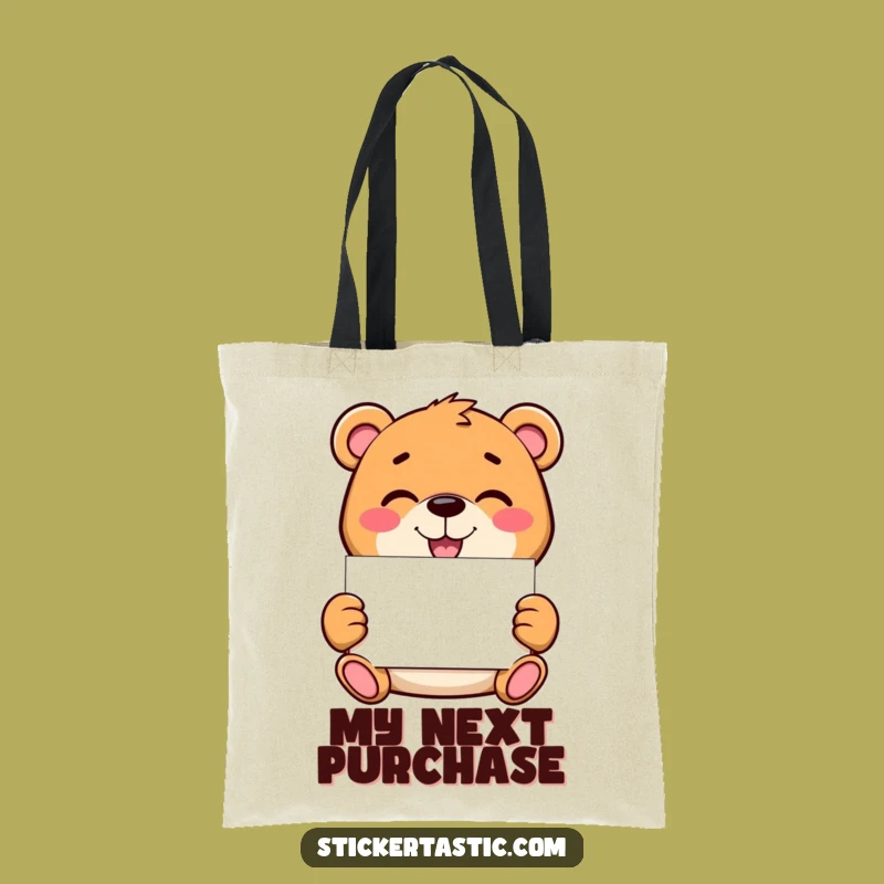 Funny Bear Sticker Tote Bag: Mischievous Character Accessory, Hilarious Gift!