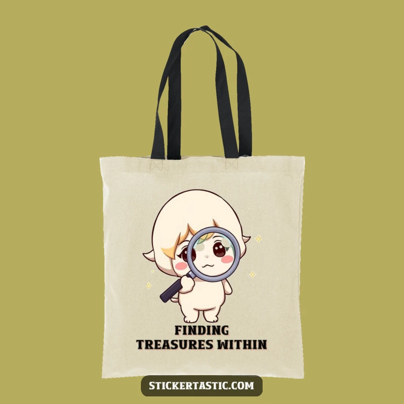 Funny Curious Character Tote Bag: Sparkle Study Style, Practical & Humorous Gift