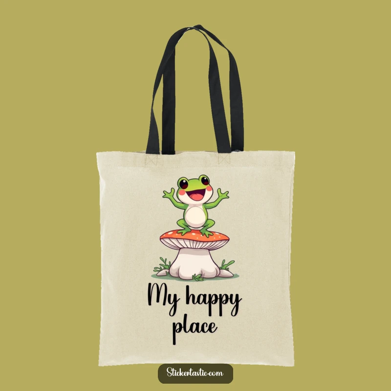 Funny Frog Dance Tote Bag - Reusable Mushroom Groover Carryall Gift