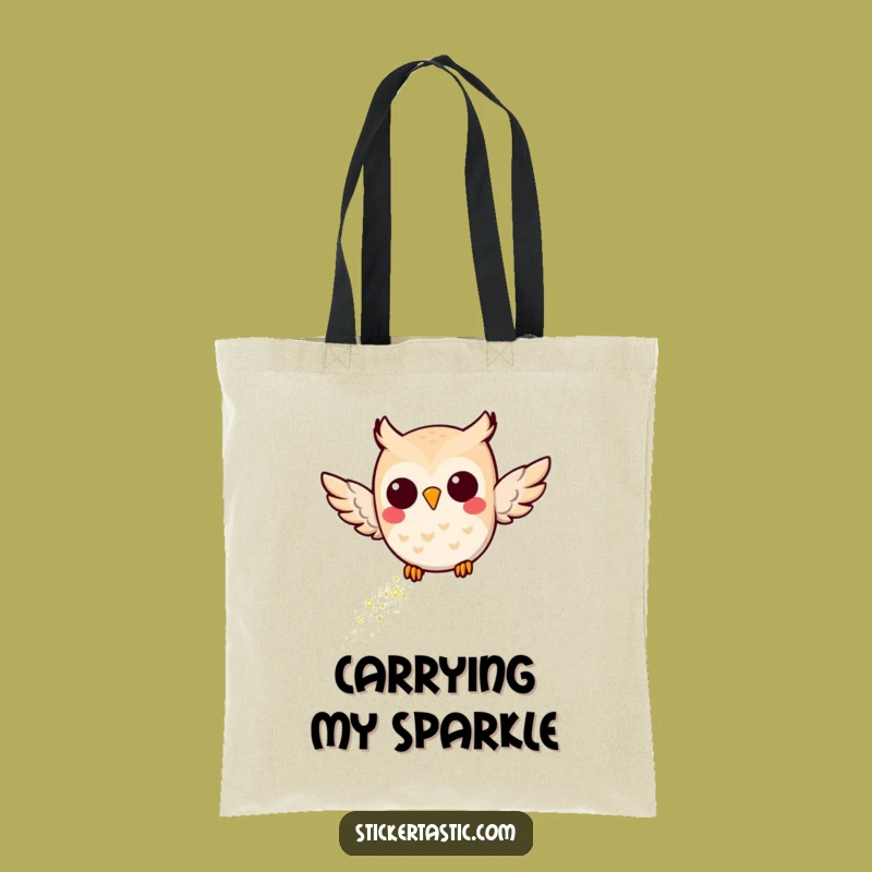 Funny Joyful Owl Glitter Tote Bag: Carry Your Sparkle