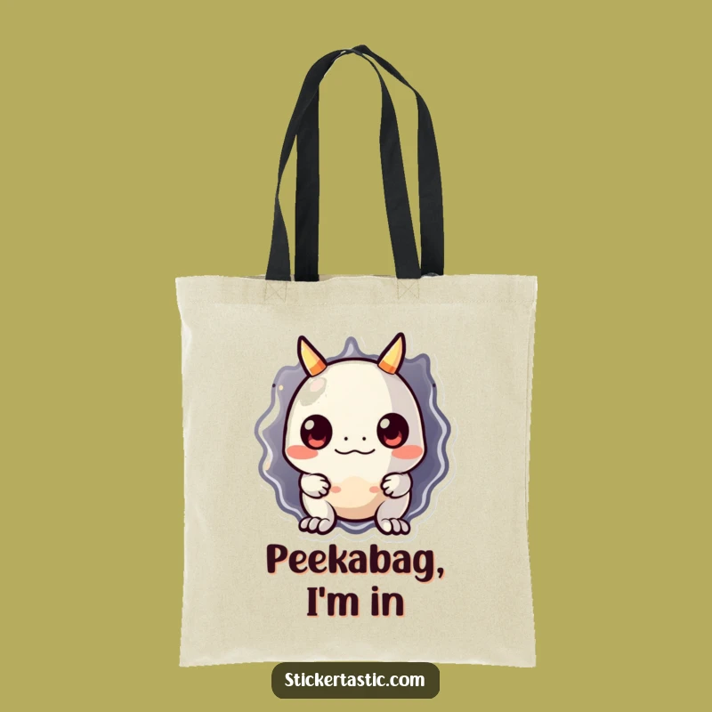 Funny Monster Sticker Tote Bag: Cute Monster Peeking, Practical & Funny Gift for Everyday Use