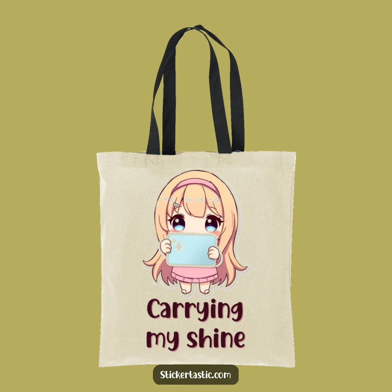 Funny Sparkle Sticker Tote: Carry Your Essentials with Cute Character Style