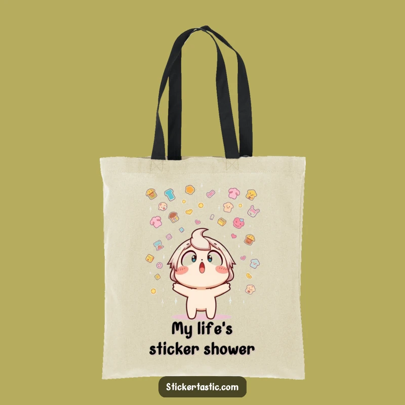 Funny Sticker Shower Tote Bag - Carry Your Laughs & Stickers in Style